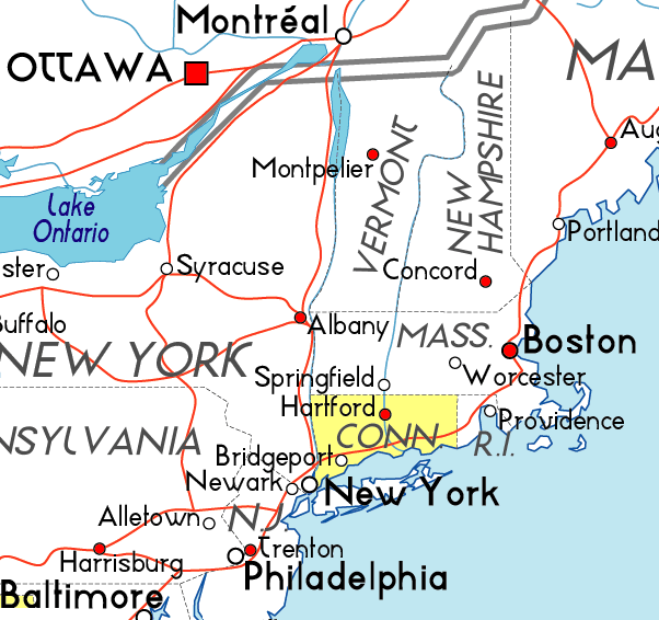 Map of Connecticut