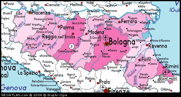 Map of Emilia-Romagna