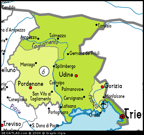 Map of Friuli-Venezia-Giulia