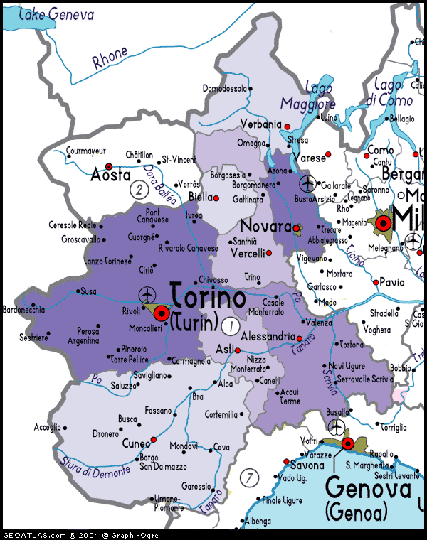 Map of Piemonte