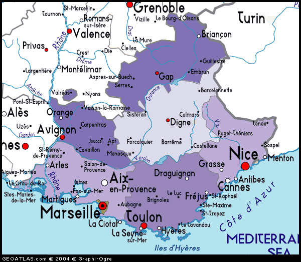 Map of Provence-Alpes-Cote-D'Azur
