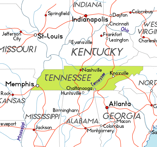 Map of Tennessee