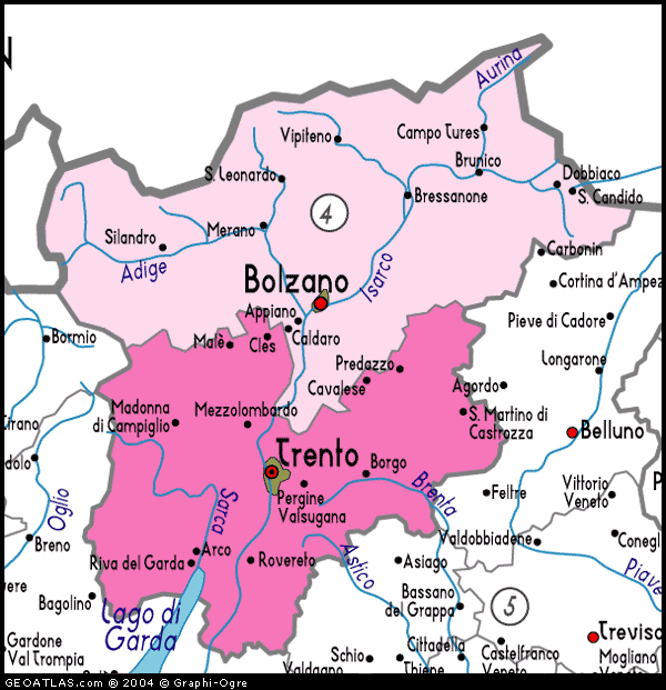 Map of Trentino-South-Tyrol