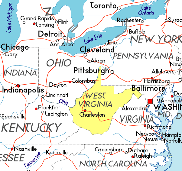 Map of West-Virginia